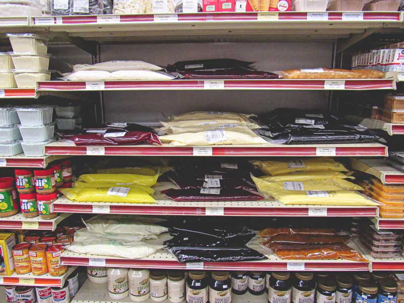 Shelves of dry goods